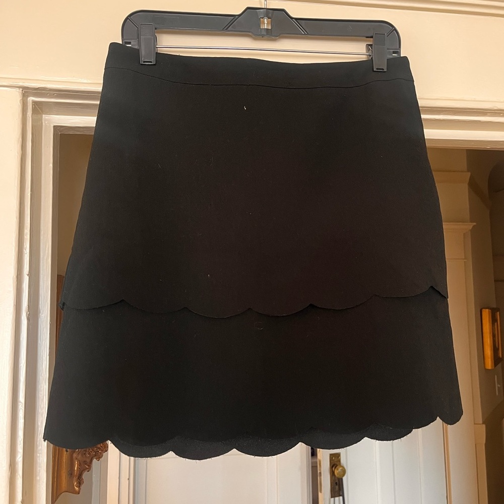 Loft outlet black high waisted, mini skirt, two-tier scallop bottom